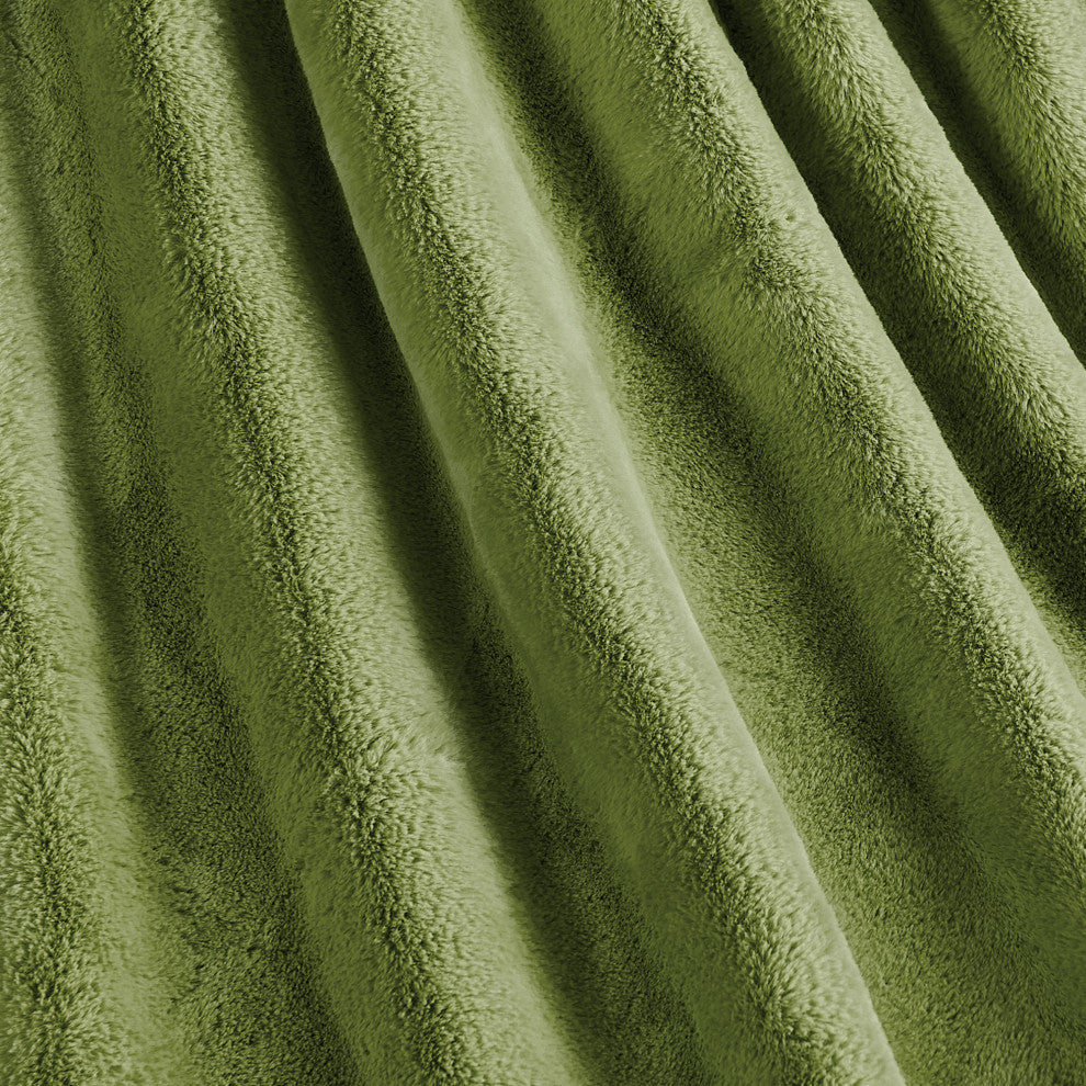 Fox Faux Fur Throw Blanket, Green Moss, 50''x60''