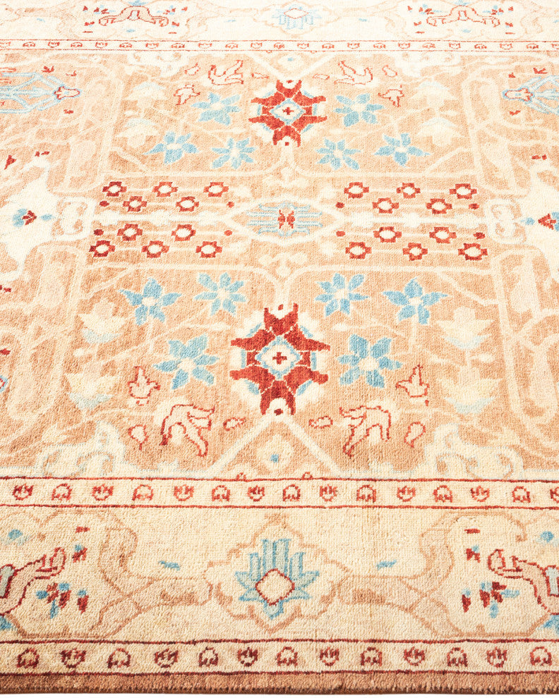 Eclectic, One-of-a-Kind Hand-Knotted Area Rug Yellow, 4'1"x6'2"