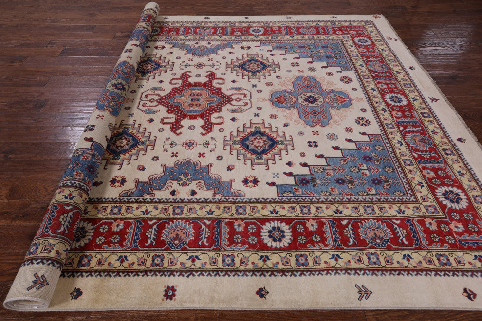 8' 0" X 10' 0" Super Kazak Hand Knotted Rug Q4441