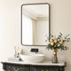 Easly Rectangular Aluminum Alloy Framed Rounded Wall Mirror, Black, 24x36