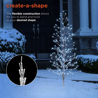 60"H Indoor/Outdoor Artificial Christmas Tree with Cool White LED Lights, Silver