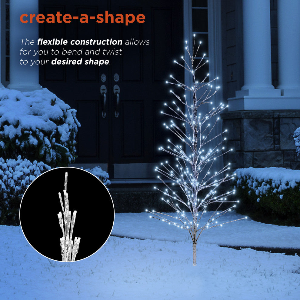 60"H Indoor/Outdoor Artificial Christmas Tree with Cool White LED Lights, Silver