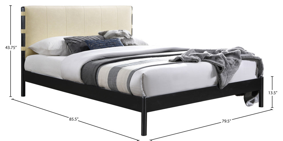 Abigail Upholstered Bed, Cream, King, Vegan Leather