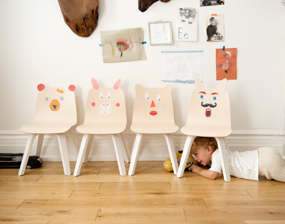 Play Chairs Rabbit, Set of 2, Birch and White