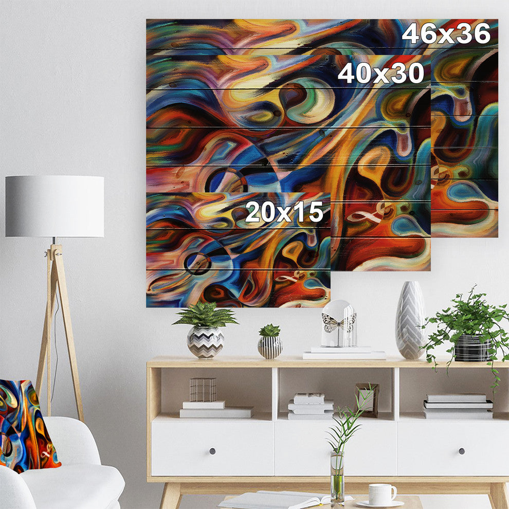 Designart Abstract Music Rhythm Abstract Wood Wall Art 46x36
