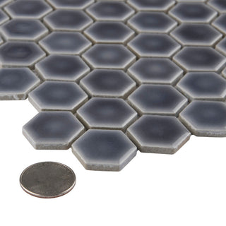 Hudson 1" Hex Imperial Grey Porcelain Floor and Wall Tile