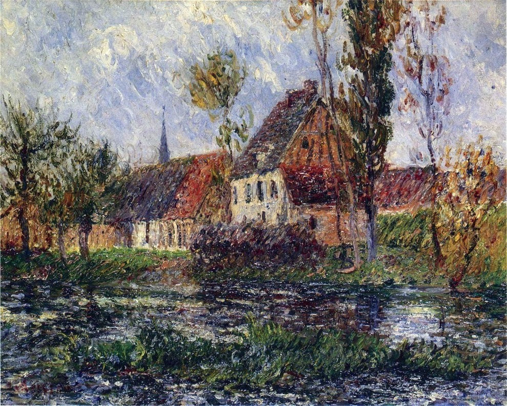 Gustave Loiseau Small Farm by the Eure River, 20"x25" Gallery Wrapped Canvas