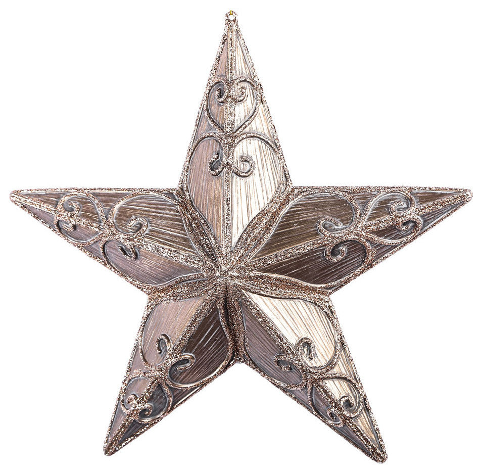 Antique Swirl Star Christmas Ornament , Mocha, 9"