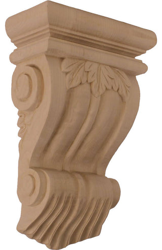7"W x 3 1/2"D x 11"H Traditional Leaf Corbel, Cherry