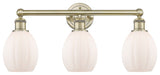 Eaton 3-Light 24" Bath Vanity Light, Antique Brass Finish, Matte White Shade