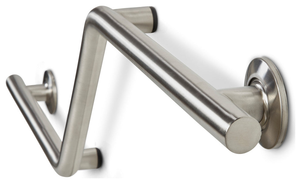 38" Zuma Angled Assist Shower Grab Bar, Satin Stainless, Left-Handed