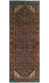 Fine Vintage Distressed Fadel Navy/Red Runner, 3'4 x 9'7