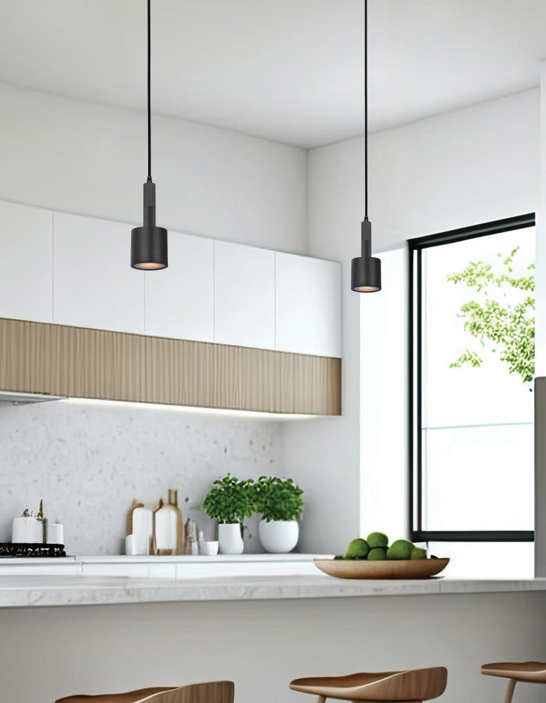 Rhoswen 1-Light Pendant, Frosted Diffuser, Matte Black