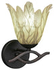 Revo Wall Sconce In Dark Granite, 7" Vanilla Leaf Glass