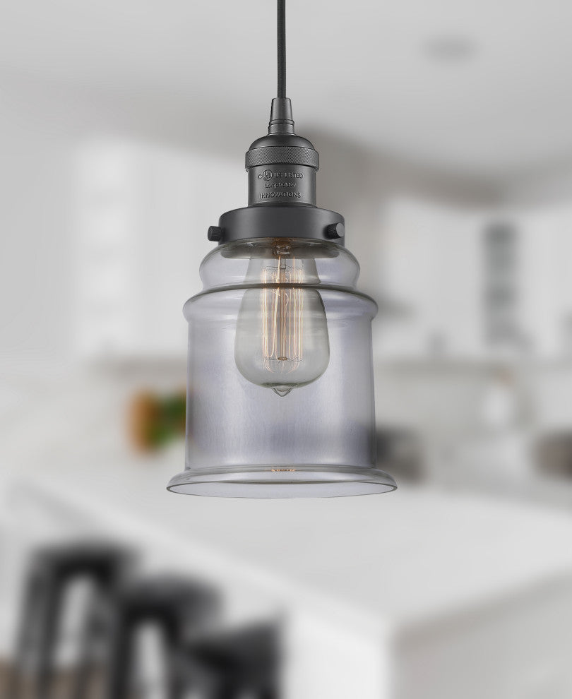 1-Light Canton 6.5" Mini Pendant, Oil Rubbed Bronze, Glass: Clear