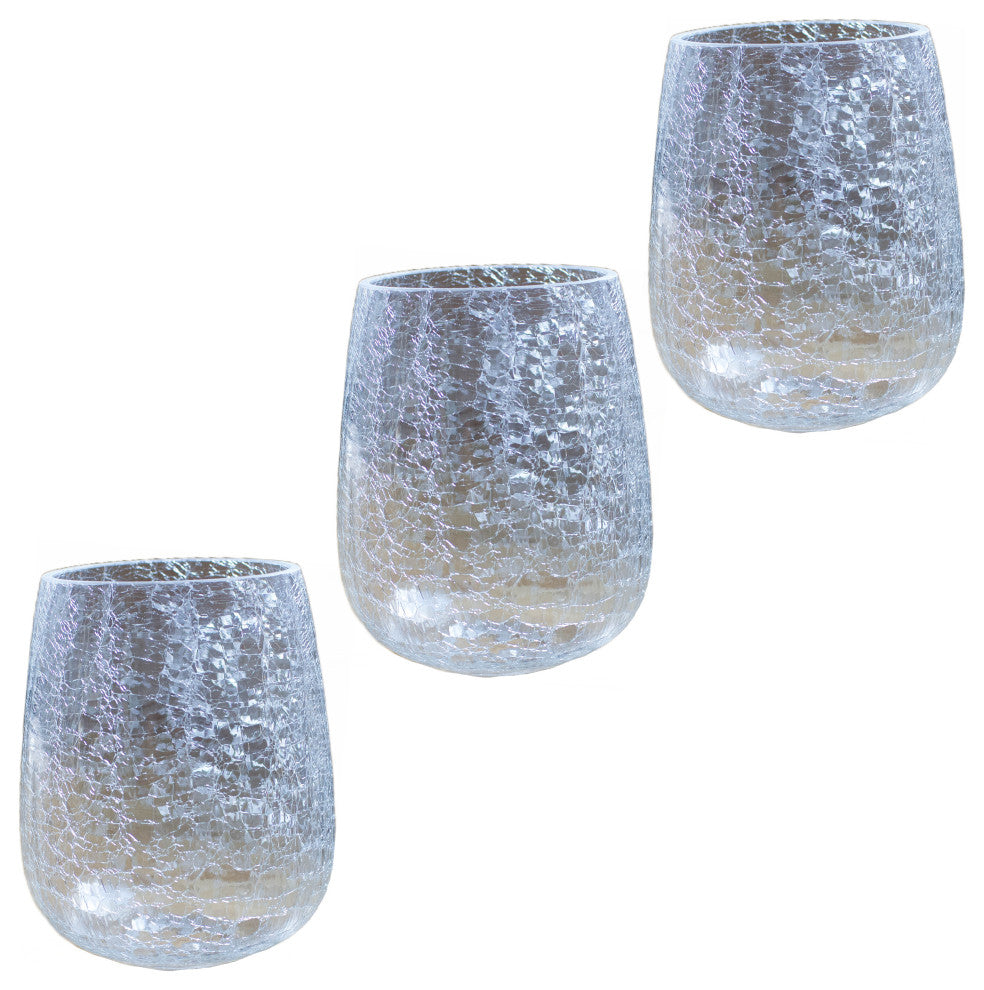 Crackle Glass Shade, Set of 3, Mini Globe Shape for Light Fixture Replacement