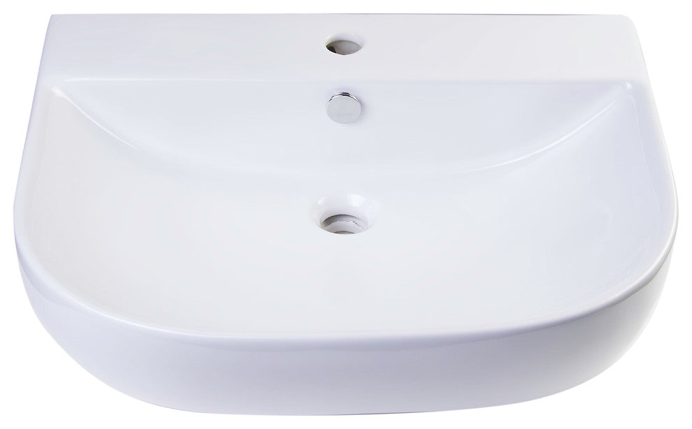 ALFI brand AB111 24" White D-Bowl Porcelain Wall Mounted Bath Sink