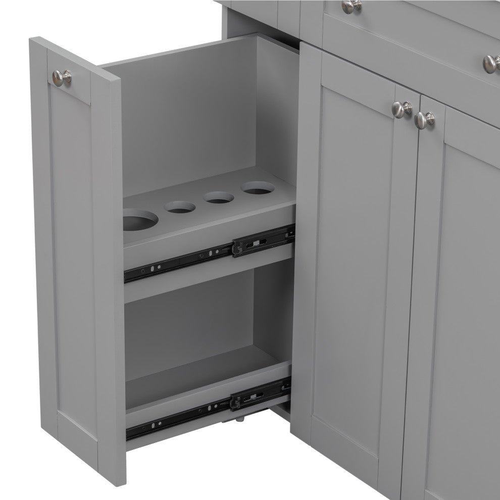 30 Inch MDF Freestanding Bathroom Vanity Set with Ceramic Sink, Grey
