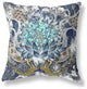 18" Blue White Flower Bloom Suede Throw Pillow