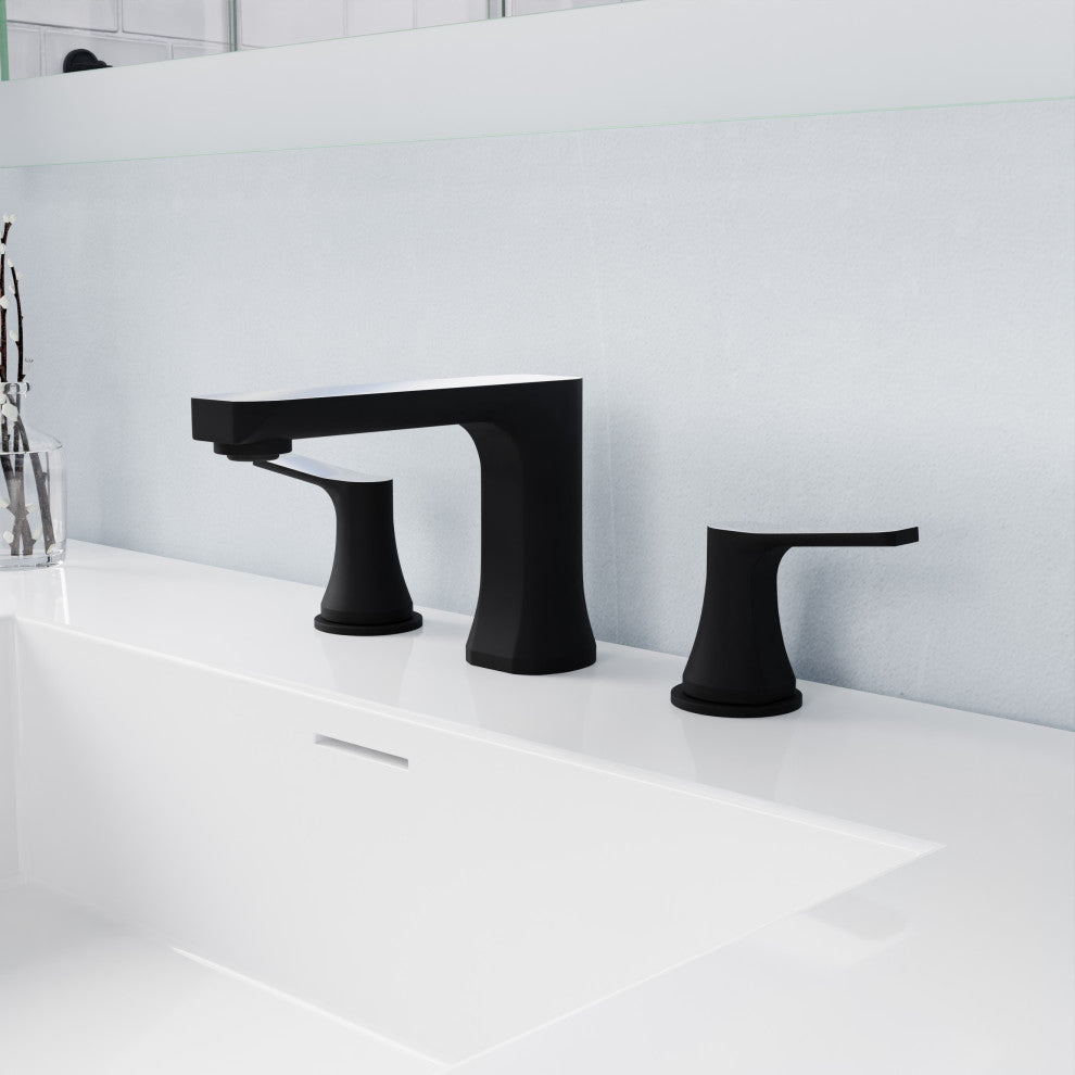 2-Handle 3-Hole Widespread Bathroom Faucet, Matte Black and Chrome