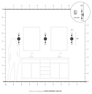 Lansdale 2 Light Black With Brushed Nickel Accents ADA Vanity Sconce