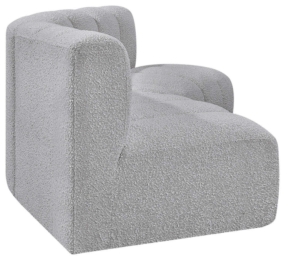Arc Boucle Fabric Upholstered 3-Pc. U-Shaped Modular Sectional, Grey
