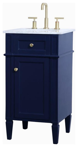 Elegant Decor Williams 18" Single Marble Top Bathroom Vanity in Blue