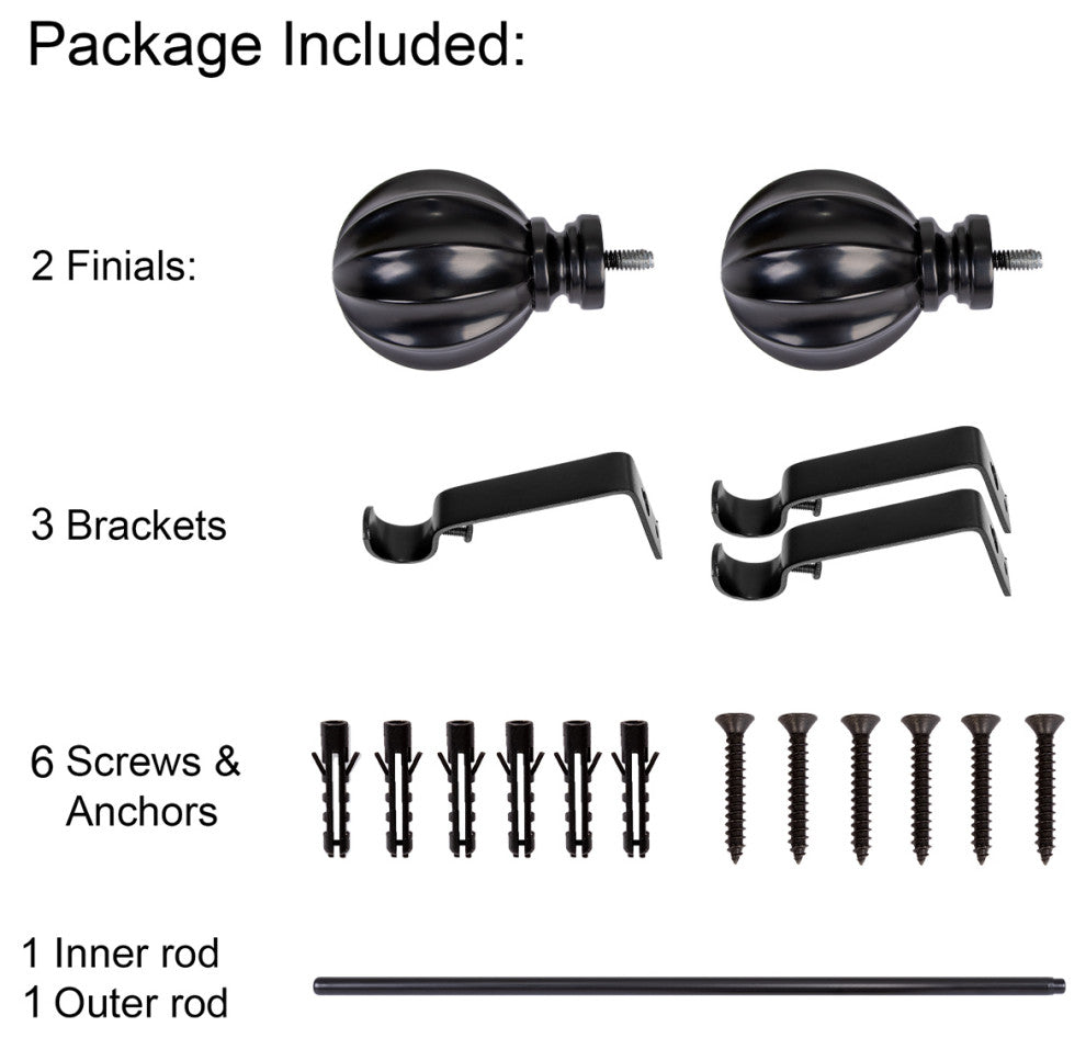 UTOPIA ALLEY 3/4 Inch Curtain Rod - Curtain Rods For Windows 48 to 86 Inch, Black
