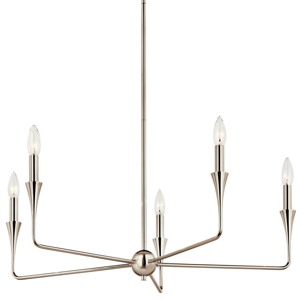 Alvaro Chandelier, Polished Nickel, 5 Light