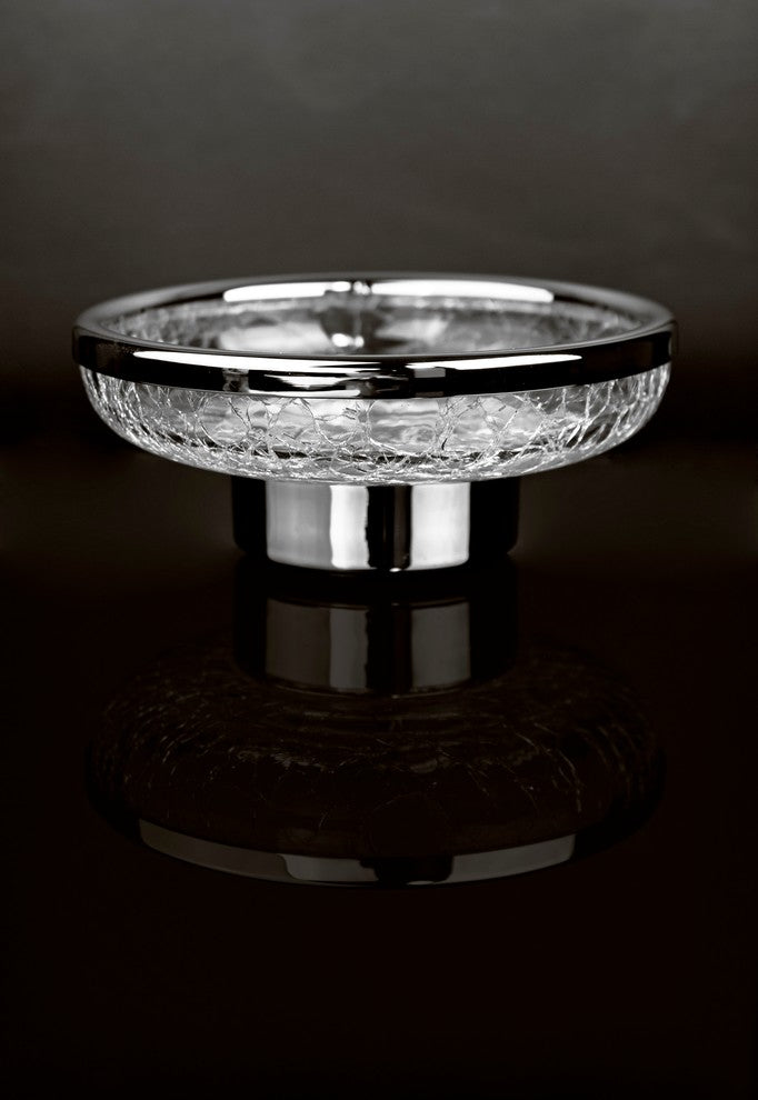 Crackle Table Soap Dish Holder Holder, Chrome