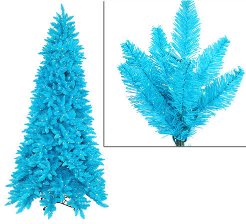 Pre-Lit Slim Sky Blue Ashley Spruce Christmas Tree, Clear and Blue Lights, 12'