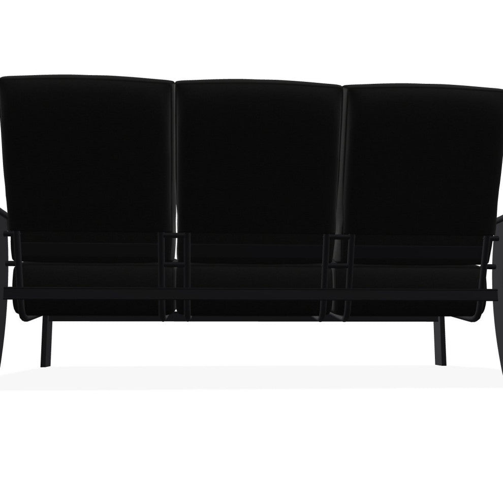 St. Catherine Deep Seat 3-Seat Outdoor Sofa, Black/Black