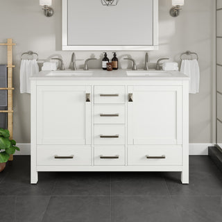 Eviva Aberdeen 48"Wx22"D Double Sink Bathroom Vanity, Quartz Countertop