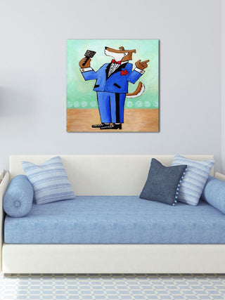 "Give a Dog a Microphone" by Janet Nelson Print Wrapped Canvas, 32x32