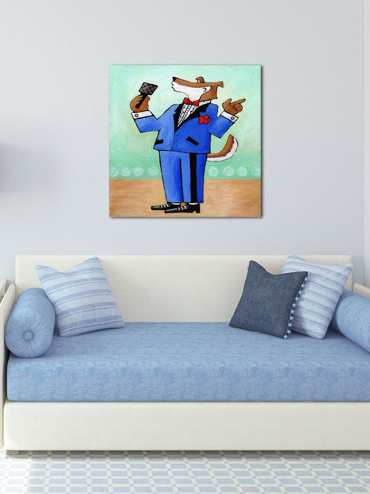 "Give a Dog a Microphone" by Janet Nelson Print Wrapped Canvas, 32x32