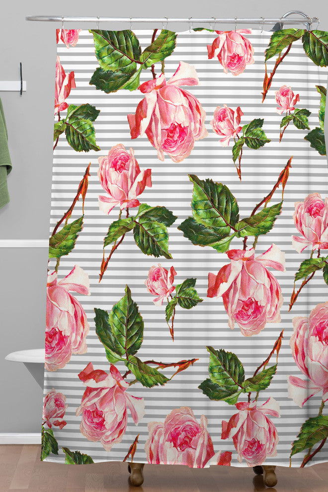 Deny Designs Allyson Johnson Roses And Stripes Shower Curtain