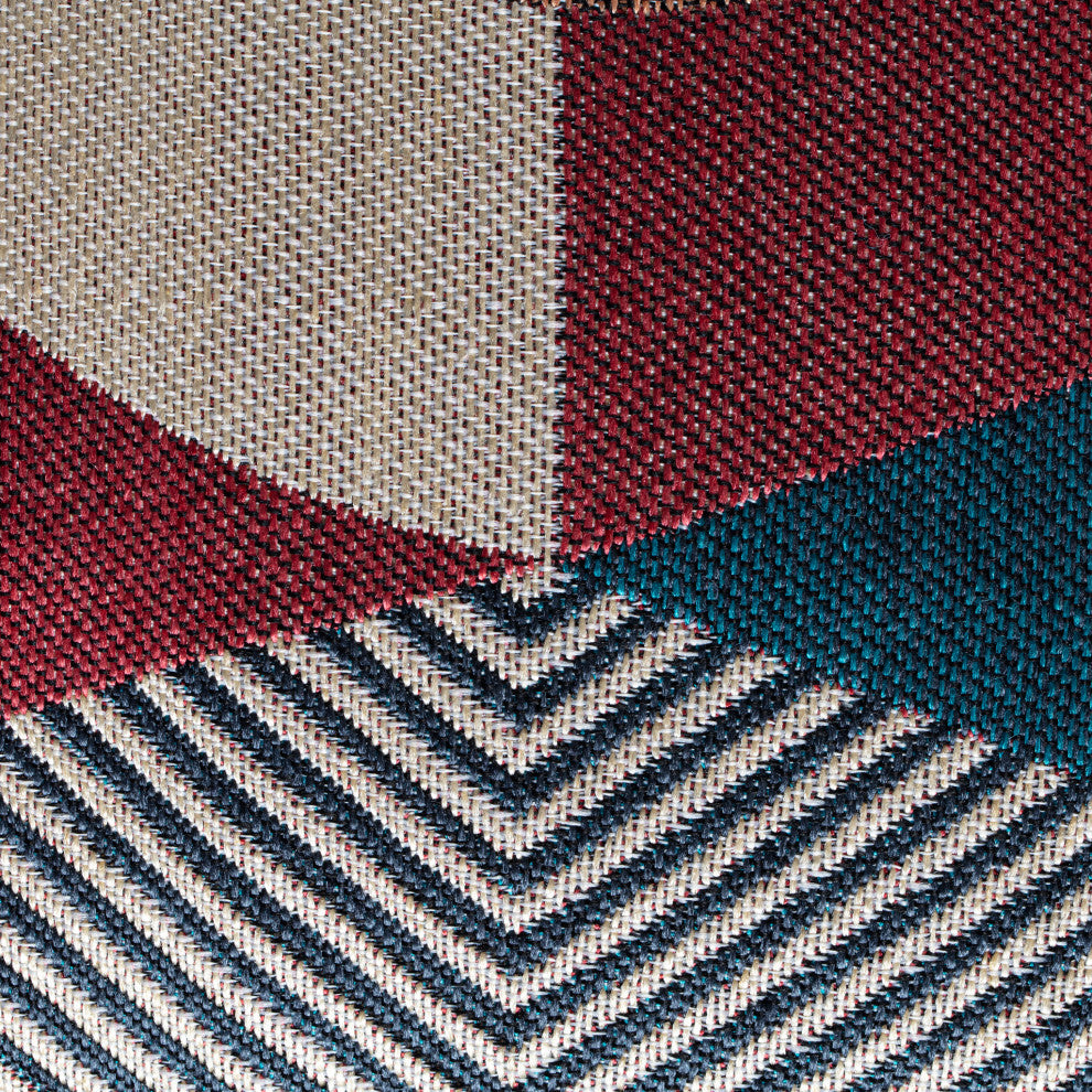 Martinique Red 18" x 18" x 18" Multicolor Pouf