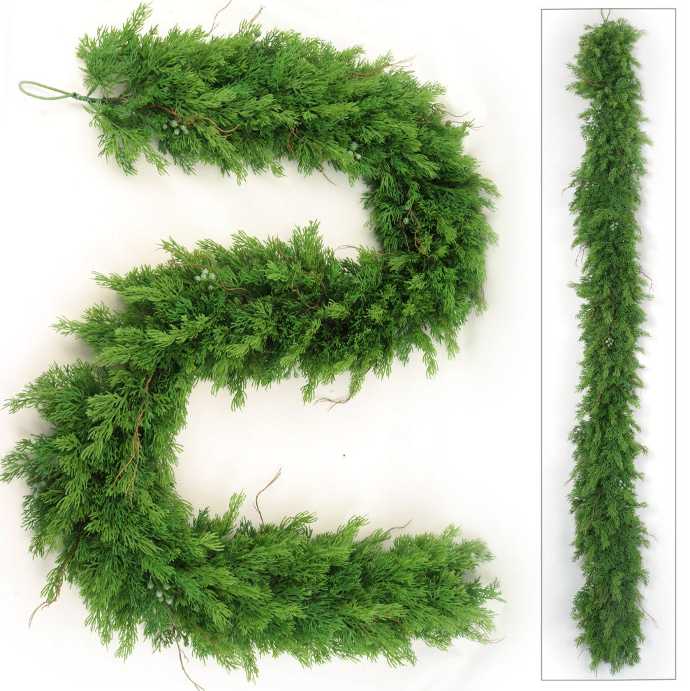 Real Touch 6' Juniper Garland 9" Diameter 2 Pieces Indoor Outdoor