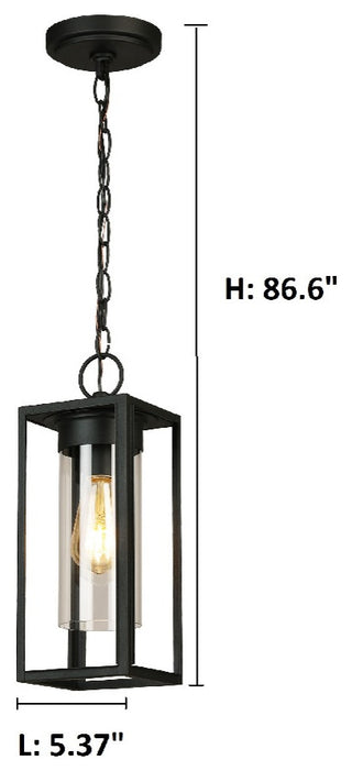 Walker Hill 1-Light Outdoor Pendant, Matte Black, Matte Black
