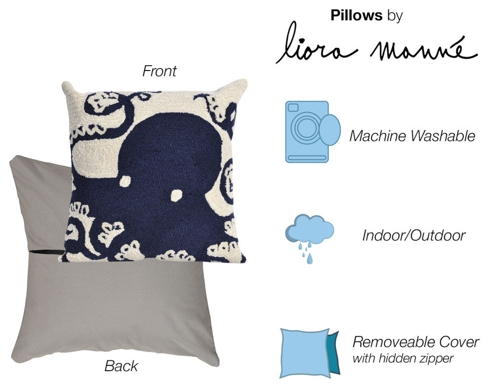 Frontporch Octopus Pillow, Navy, 18"x18"