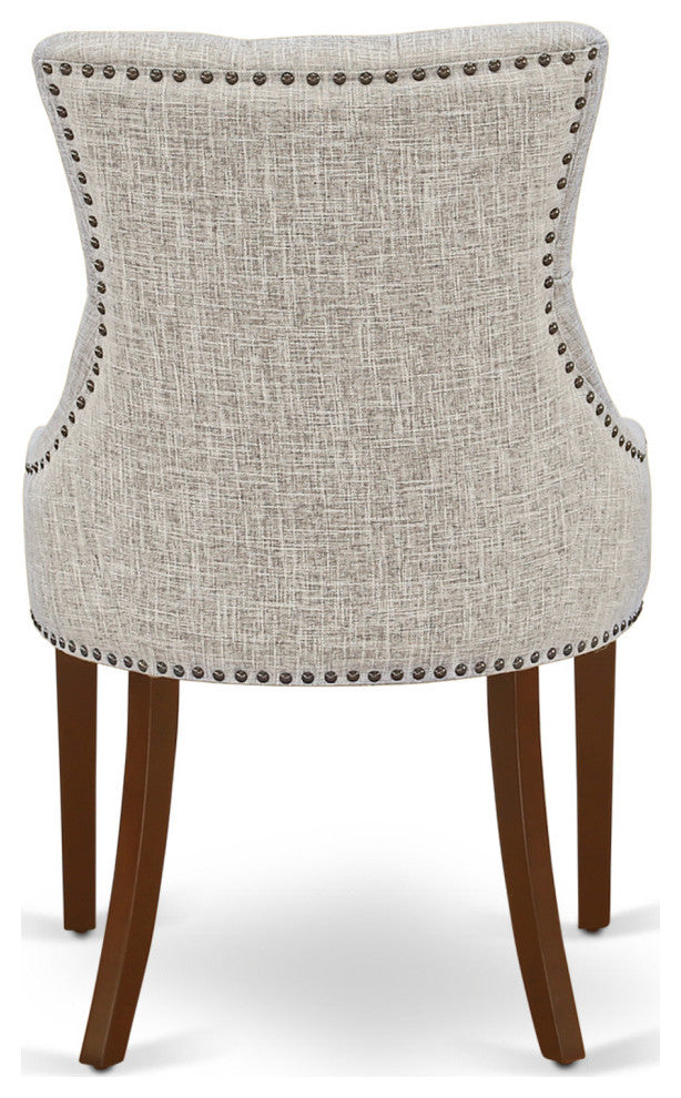 3Pc Dinette Set, Rounded Table, Two Parson Chairs, Doeskin Fabric, Mahogany