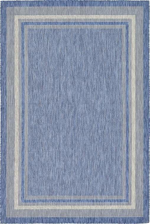 Unique Loom Blue Soft Border Outdoor 6' 0 x 9' 0 Area Rug