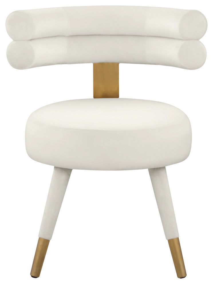 Fitzroy Velvet Upholstered Dining Chair (Set of 2), Cream