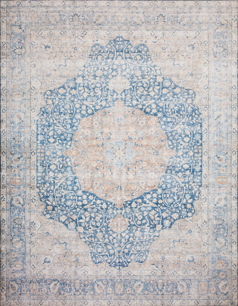 Blue Tangerine Printed Polyester Layla Area Rug by Loloi II, 7''-6"x9''-6"