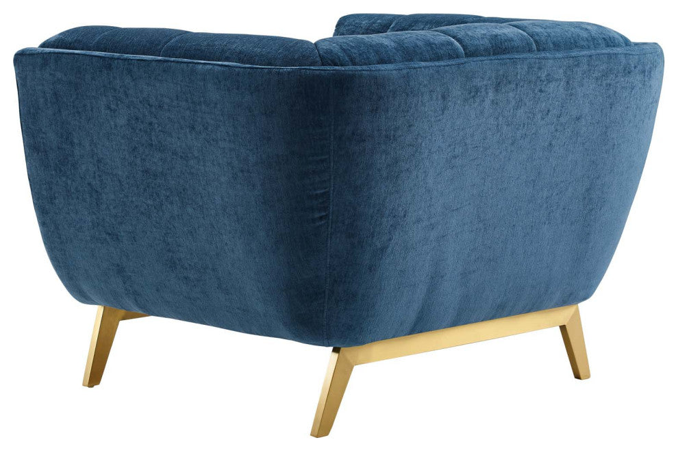 Armchair Accent Chair, Velvet, Blue Navy, Modern, Living Lounge Hospitality