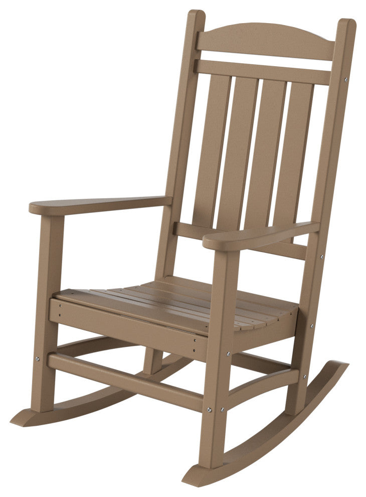 WestinTrends 2PC Outdoor Patio HDPE Adirondack Porch Rocking Chair Set, Weathered Wood