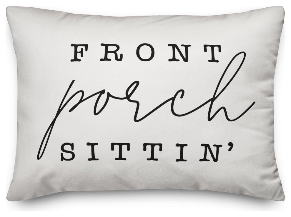 Front Porch Sittin' Outdoor Lumbar Pillow, Black