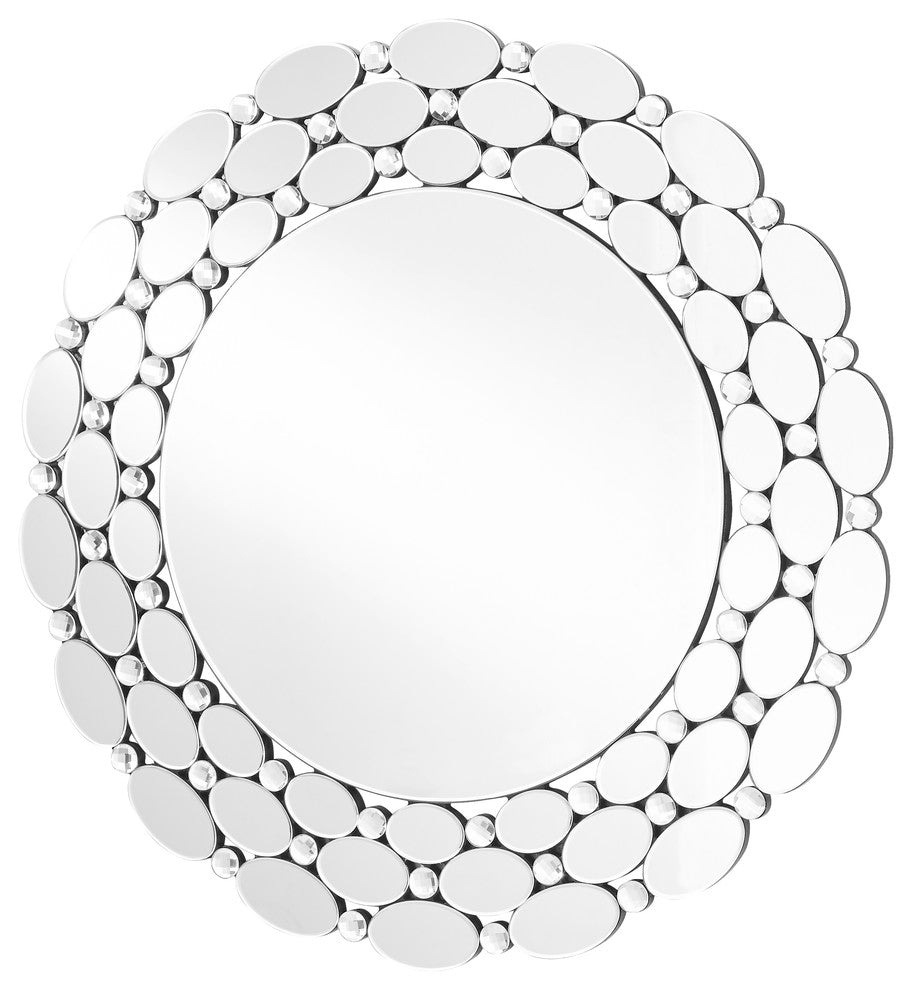 Sparkle 35" Contemporary Round Mirror, Clear