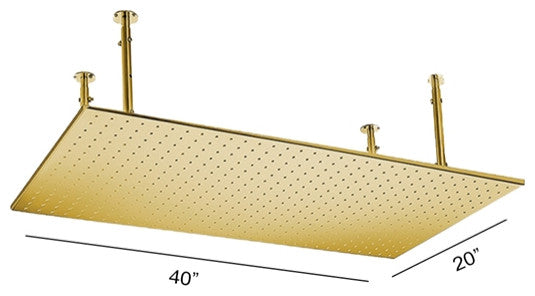 Fontana 20x40" Ceiling Mount Rain Shower Head, Brushed Gold