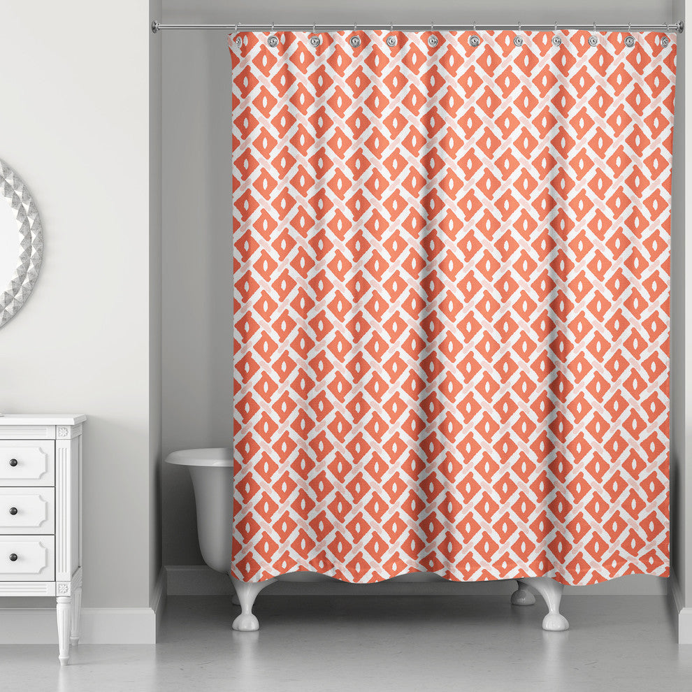 Whimsical Diamond Pattern in Red Shower Curtain